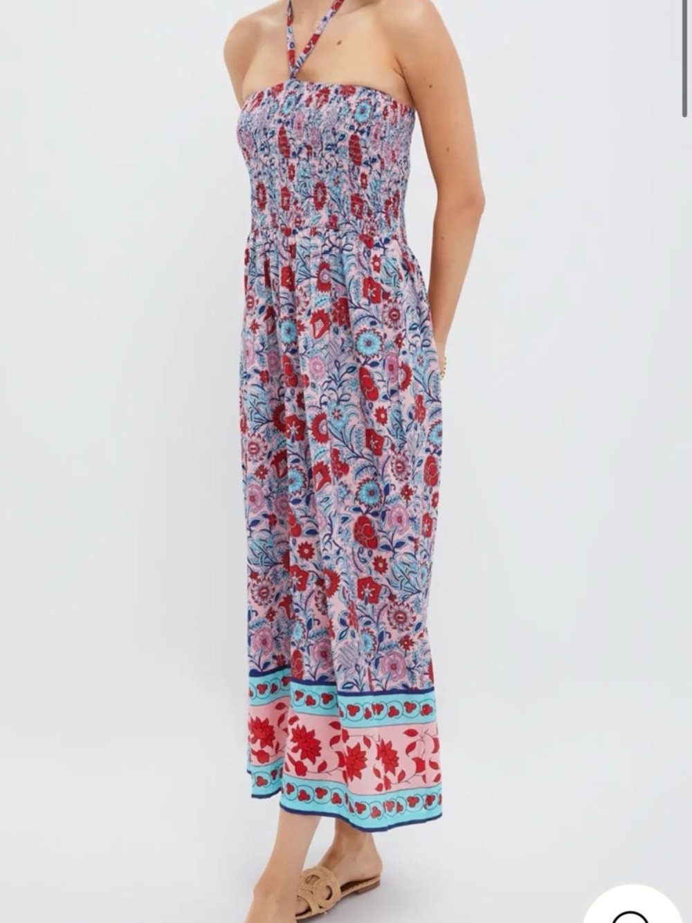 Tuckernuck Mauve & Rose Wildflower Smocked Maxi Dress Large NWT